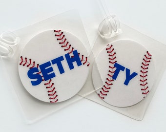 Baseball Name Tag, Baseball Bag Tag, Baseball Party Favor, Baseball Team Gift, Baseball Luggage Tag, Baseball Mom, Baseball Bat Bag, Bag Tag