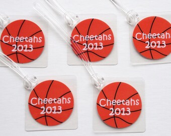 Basketball Bag Tags Set Basketball Team Bag Tags Basketball Gifts Basketball Girl Bag Tags Team Gifts Basketball Party Favors SET OF 5 TAGS