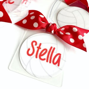 Volleyball Bag Tag with ribbon, Personalized Volleyball Player Bag Tag Gift, Personalized Volleyball Luggage Tag