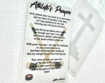 Hockey Player Christian Prayer Card Bag Tag for individual or team gifts