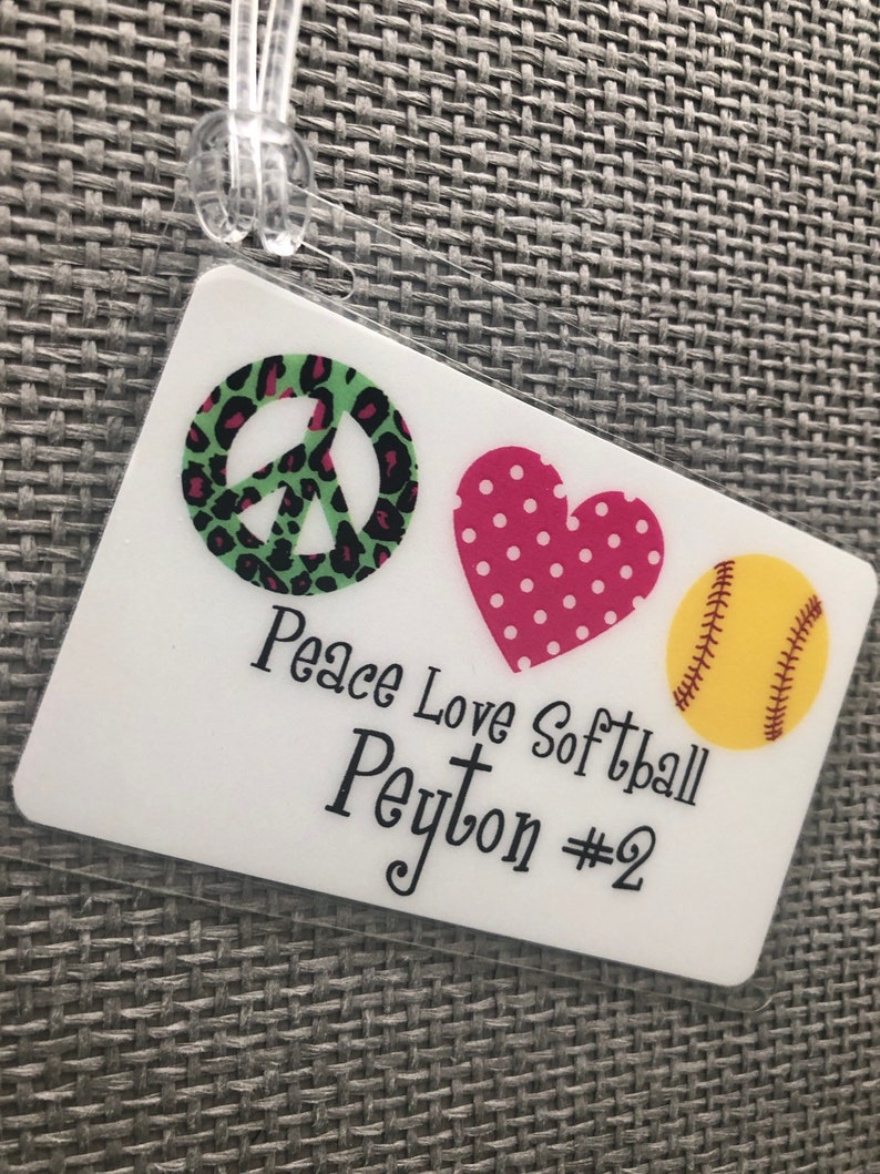 Softball Bag Tag Softball Party Favor Softball Girl Gift Etsy