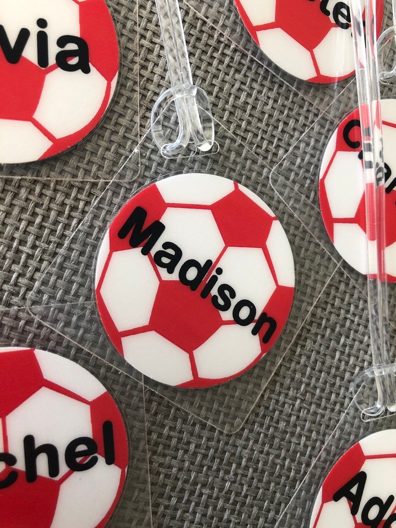 Soccer Bag Tag Soccer Party Favor Personalized Soccer Name Tag Etsy