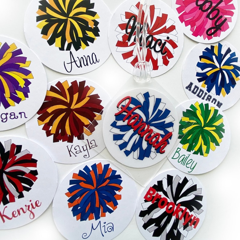 Cheer Team Gifts Cheerleading Bag Tags Pom Pom Tag Dance Etsy