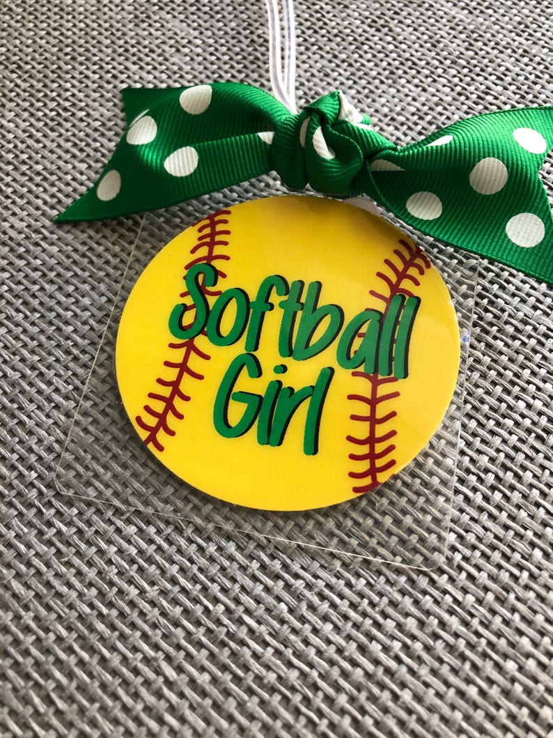 Girls Softball Gifts Softball Bag Tag Etsy