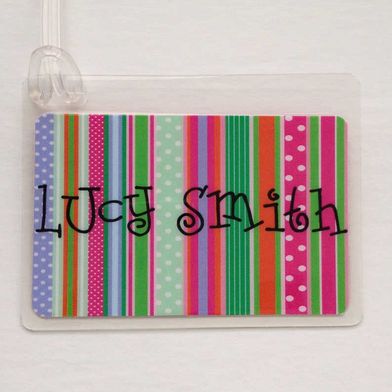 Laminated Bag Tag Kids Luggage Tag Girl Party Favor Etsy