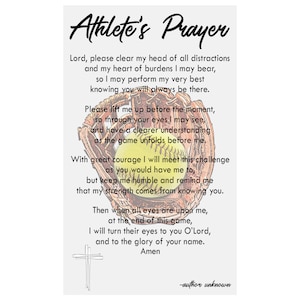 Softball Gifts Printable, Softball Prayer Athlete Prayer, Softball Prayer Bag Tag Size Printable