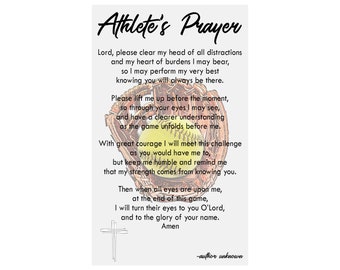 Softball Gifts Printable, Softball Prayer Athlete Prayer, Softball Prayer Bag Tag Size Printable