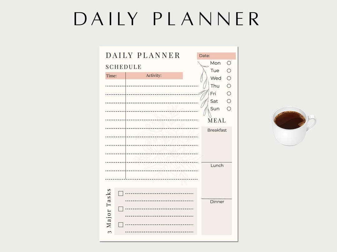 Minimalist Daily Planner Printable | A4 Daily Organizer Template ...