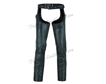 Unisex Leather Motorcycle Chaps: Handmade Biker Rider Chaps