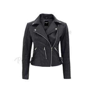 Genuine Lambskin Leather Biker Jacket - Women&#39;s Motorcycle Jacket