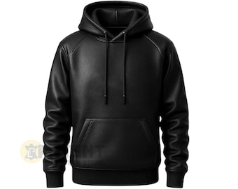 Handmade Lambskin Leather Hoodie, Mens Winter Pullover, Streetwear Gift