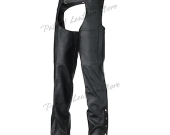 Unisex Leather Motorcycle Chaps: Handmade Cowboy Biker Chaps