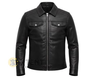 Men's Handmade Black Sheep Leather Jacket - Street wear Gift - Gift For Him