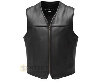 Cowhide Leather Motorcycle Club Vest: Men's Biker Vest with Black Edges