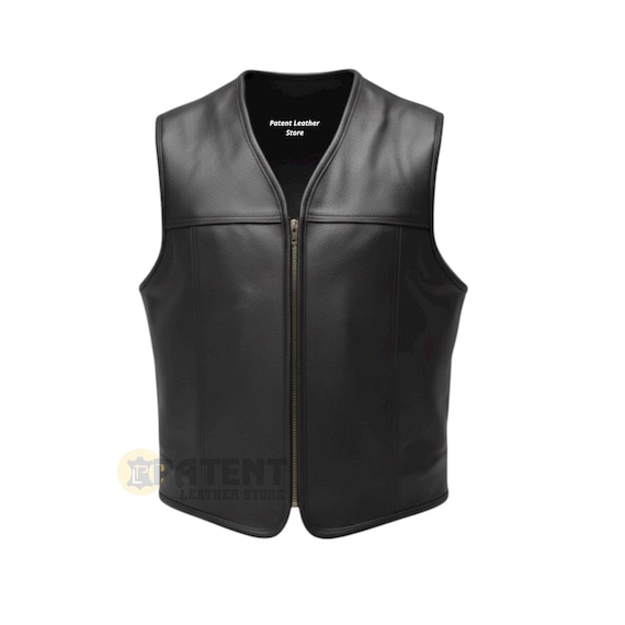 Cowhide Leather Motorcycle Club Vest: Men's Biker Vest with Black Edges