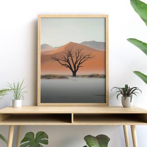 Desert Tree Digital Art Download Minimalist Sand Dune Wall Art Printable Decor