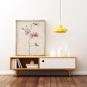 Cherry Blossom Wall Art Printable, Minimalist Sakura Flower Digital Download, Japanese Botanical Print, Zen Home Decor, Floral Poster