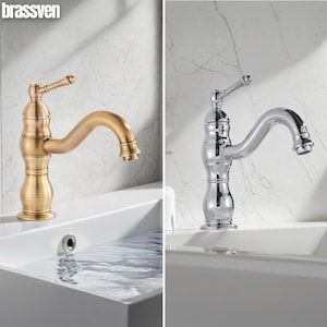 Vintage Brass Single Handle Bathroom Faucet | Tall & Short Solid Brass Sink Tap