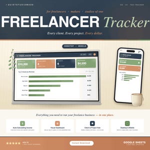 Freelancer Client and Project Tracker | Invoice Time Tracking Spreadsheet | Designer Writer Developer VA | Excel & Google Sheets