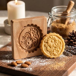 Wooden Sunflower Cookie Mold:Biscuit Cutters,Cookie Embossed (4'x4'')