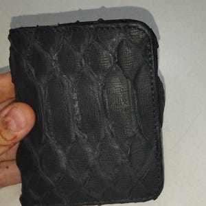 Cartera de piel de pitón auténtica dorada y negra para hombre, cartera plegable de piel exótica genuina, regalo de aniversario de lujo, cartera personalizada para hombre