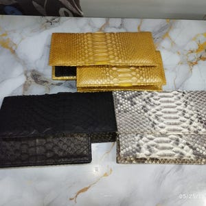 Real PYTHON Snake skins luxury Genuine Exotic Hides Cheque Book Cover Folding Holder Card mobile Case Wallets
