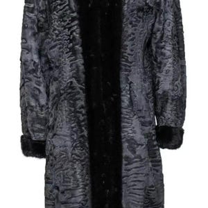 Real FOX Fur large TUXEDO Fur Collar Real Swakara Astrakhan Broadtail type wavy Persian Lamb Fur Long Coat All Sizes unisex Man&#39;s woman&#39;s