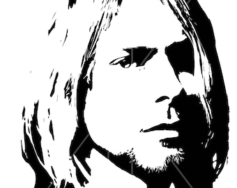 Kurt Cobain Silhouette Downloadable Image .SVG & .PNG for Custom Gifts and Shirts