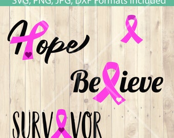 Breast Cancer Bundle SVG Cricut Silhouette Cutting Files | Vector Image Pink Ribbon