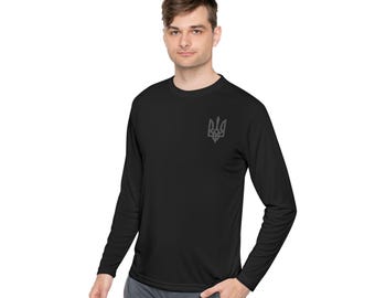 Ukrainian Symbol Lightweight Long Sleeve Tee - Zelensky Ukraine, Unisex Shirt, Casual Top, Graphic Tee, Political Fashion, Slavic Heritage