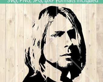 Kurt Cobain Silhouette SVG Cricut Cutting Files | Vector Image Kurt Nirvana Grunge