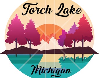 Torch Lake Michigan Downloadable Image .SVG & .PNG for Custom Gifts and Shirts