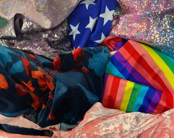 Fabric Scraps 5lbs of Stretch, Holographic, Spandex, Velvet - Small Apparel Fabric Scraps for Crafts, Bows, Accessories, Dolls Clothes,Etc.