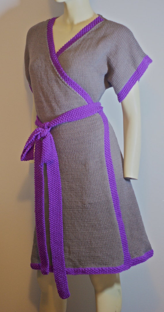 Knitting PATTERN for Adult Contrast Wrap Kimono Dress - PDF Download - Etsy