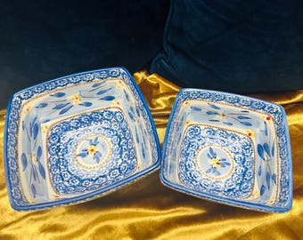 Temptations by Tara Old World Blue 2 Piece Square Bowls