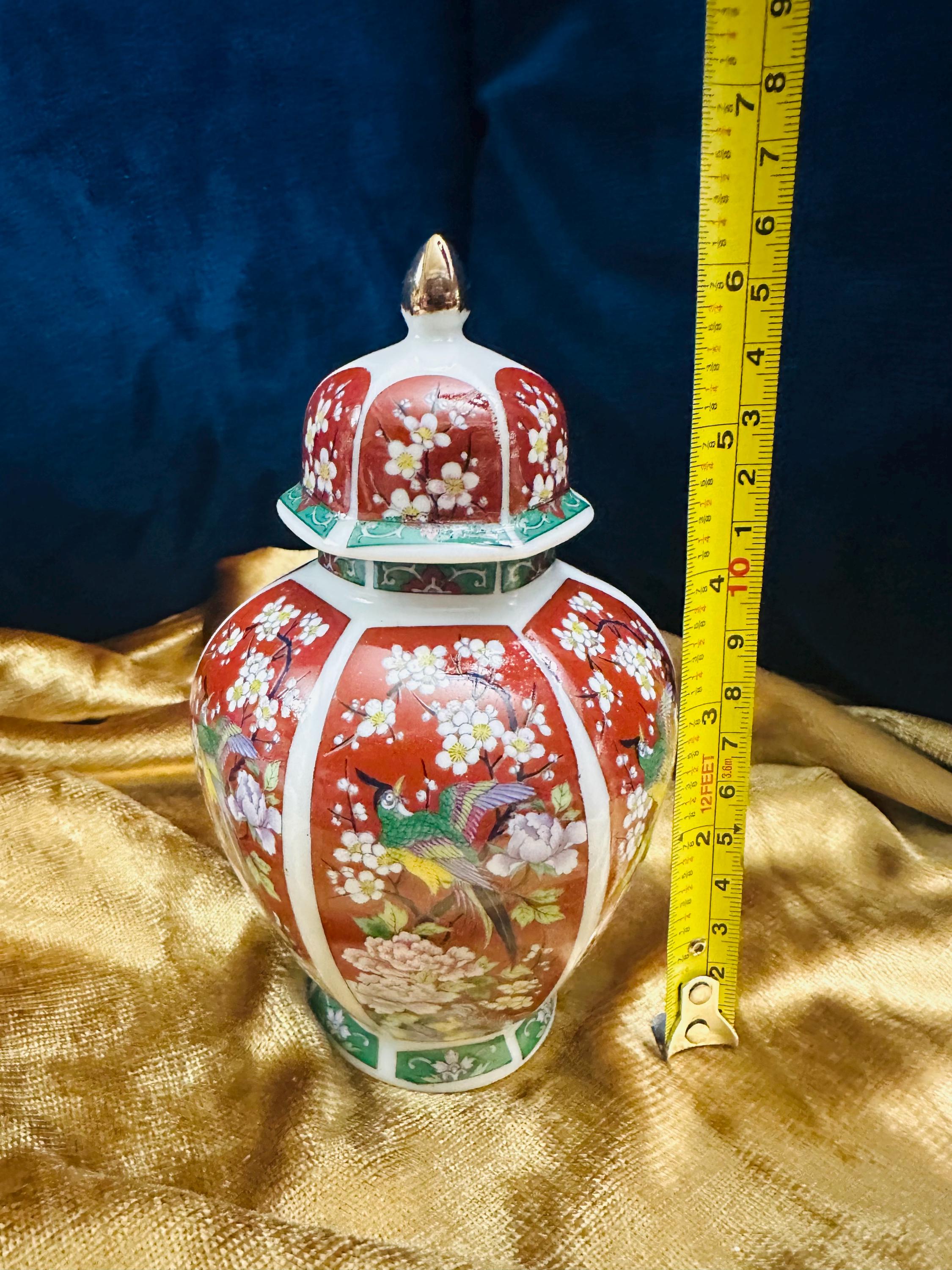 花鳥文様 蓋付き壺セット 蓋付き花鳥文様生姜壺花瓶 - Etsy 日本
