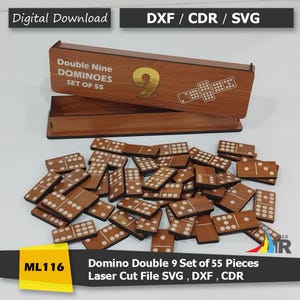 Domino Double 9 Set of 55 Pieces Laser Cut File SVG CDR DXF