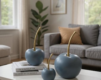 Resin Apple Figurine Fruit Sculpture Modern Home Office Decor Lucky Ornament Desktop Decor