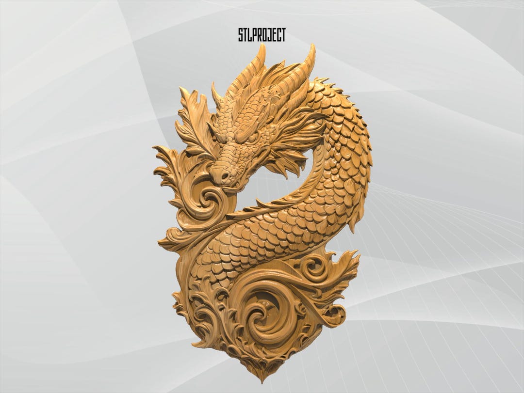 Dragon STL for CNC CNC Router 3D Print Wood Carving Depth Map Heightmap ...
