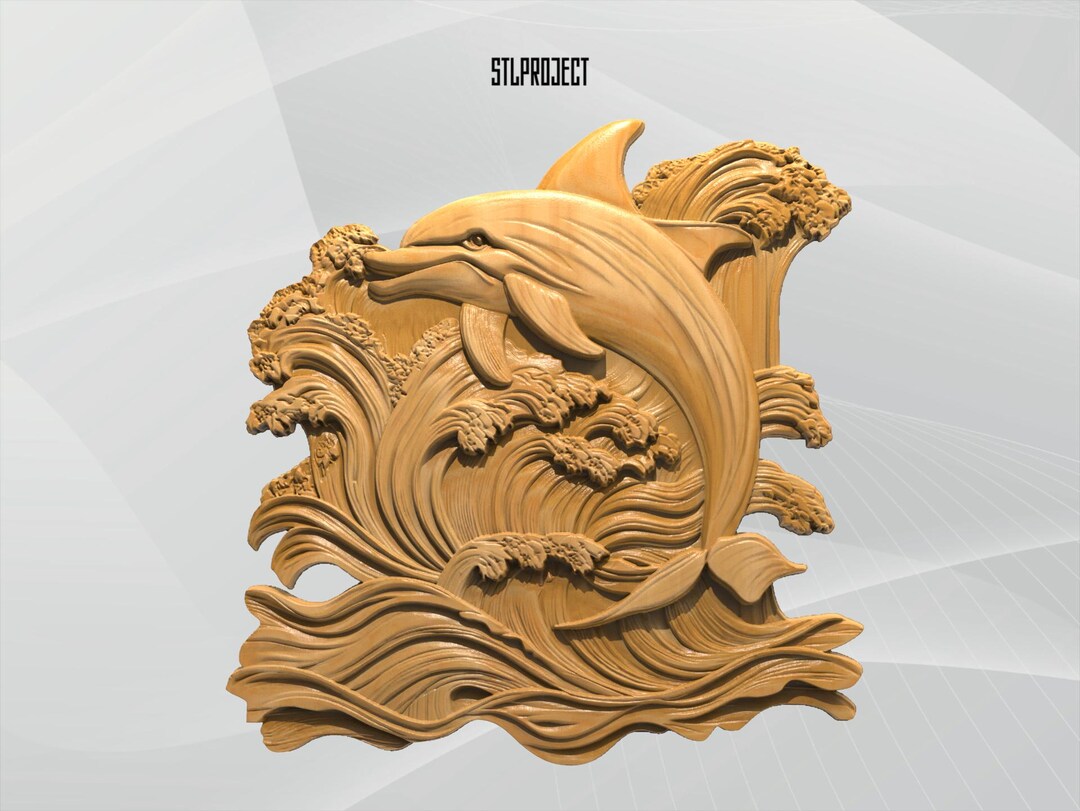 Dolphin STL for CNC CNC Router 3D Print Wood Carving Depth Map ...