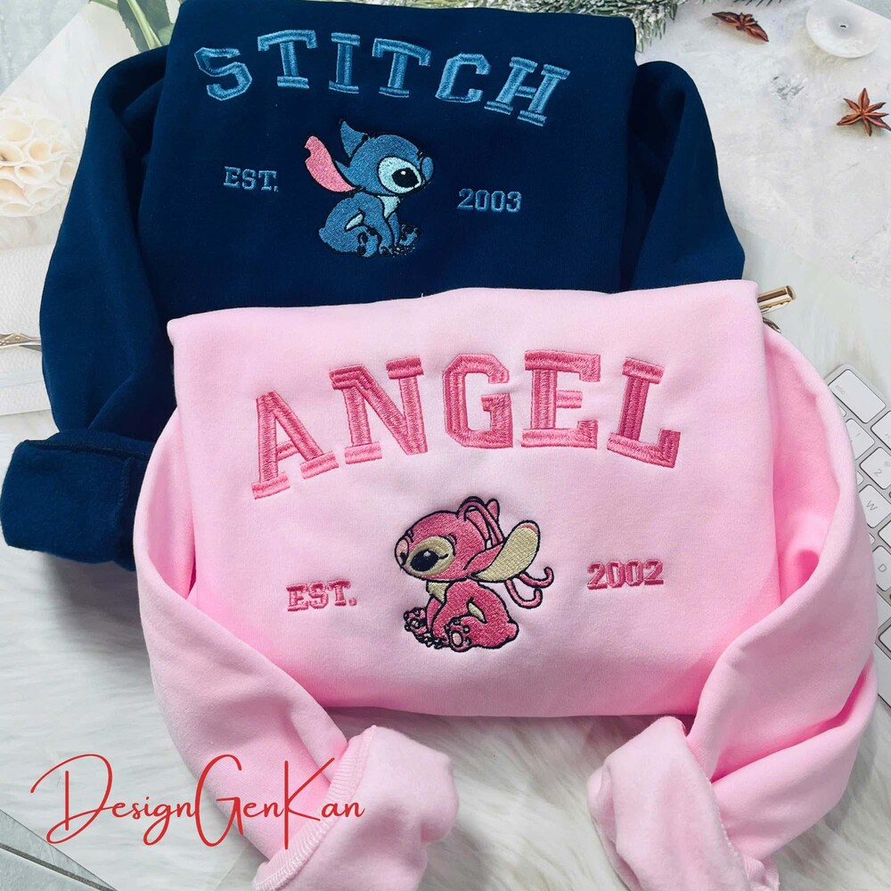 Couple And Angel Embroidered Sweatshirts, Cartoon Couple Sweatshirts, Valentine Sweatshirts, Trending Couple Gifts, Meaningful Gifts For Him Trendy Fashion