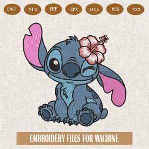 Floda Lilo & Stitch inspired machine embroidery design, Stitch embroidery design, embroidery cartoon digital file, instant download