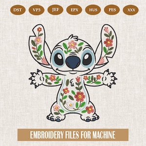 Floda Stitch Embroidery Cartoon, Stitch embroidery design,Machine File Cartoon,  embroidery cartoon digital file, stitch stickdatei emb