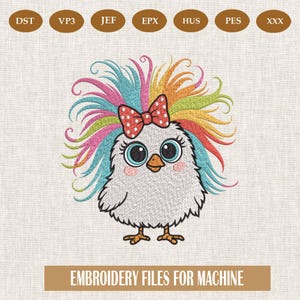 Funny Crazy Chicken Embroidery, Chicken Embroidery, Cute Chicken Machine Embroidery, Fall Embroidery Design, 6 sizes, Instant Download