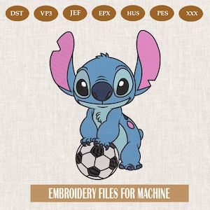 Stitch Foodball  Embroidery Design, Stitch Embroidery Machine File, Cute Baby Stitch Sport,  Machine Embroidery , 6 Sizes, Instant Download
