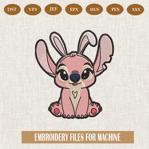 Angel Lilo Machine Embroidery Design, Cartoon Embroidery, Angel Lilo And Stitch Embroidery Design, 5 Size Embroidery Design