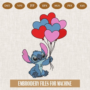 Stitch Embroidery Design, Stitch Embroidery Machine File, Cute Baby Stitch Heart Machine Embroidery Files, 5 Size, Digital Download.