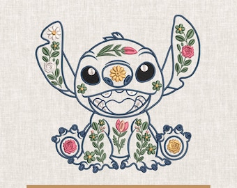 Embroidery Stitch Floda /Floral Stitch Embroidery Design, Tropical Stitch Outline Embroidery File, Cute Flower Stitch Machine Pattern