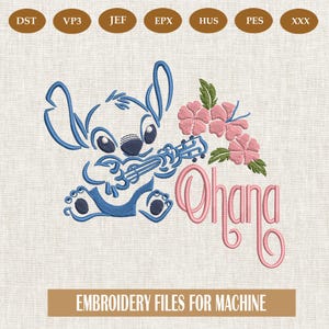 File per ricamo a macchina Stitch Lilo, modelli di ricamo digitale, disegni per ricamo a macchina Lilo & Stitch, file da scaricare