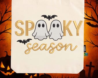 Spooky Season Embroidery Pattern / Halloween Boo Applique Embroidery Design, Ghost Season,  Machine Embroidery Design, Instant Download